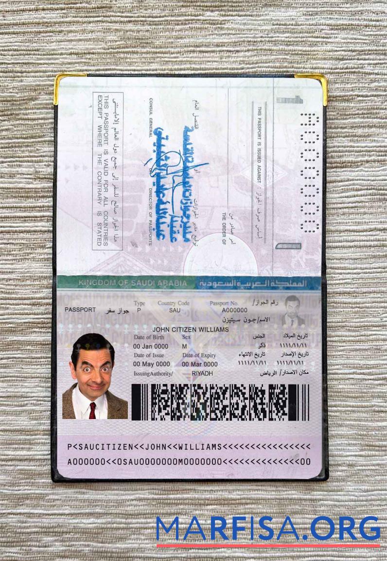 Blank Saudi Arabia passport photo look real example